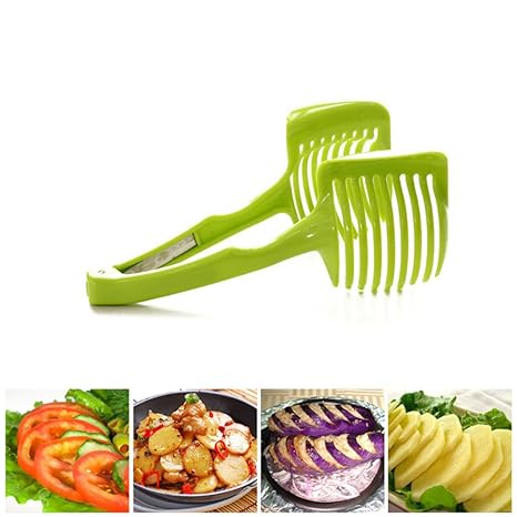 ounona Fruit Gemüsehobel Tomate Klemme Universal Schneide Lemon Schneide Trennwand Clip Zwiebel Schneide Küchenhelfer (grün)