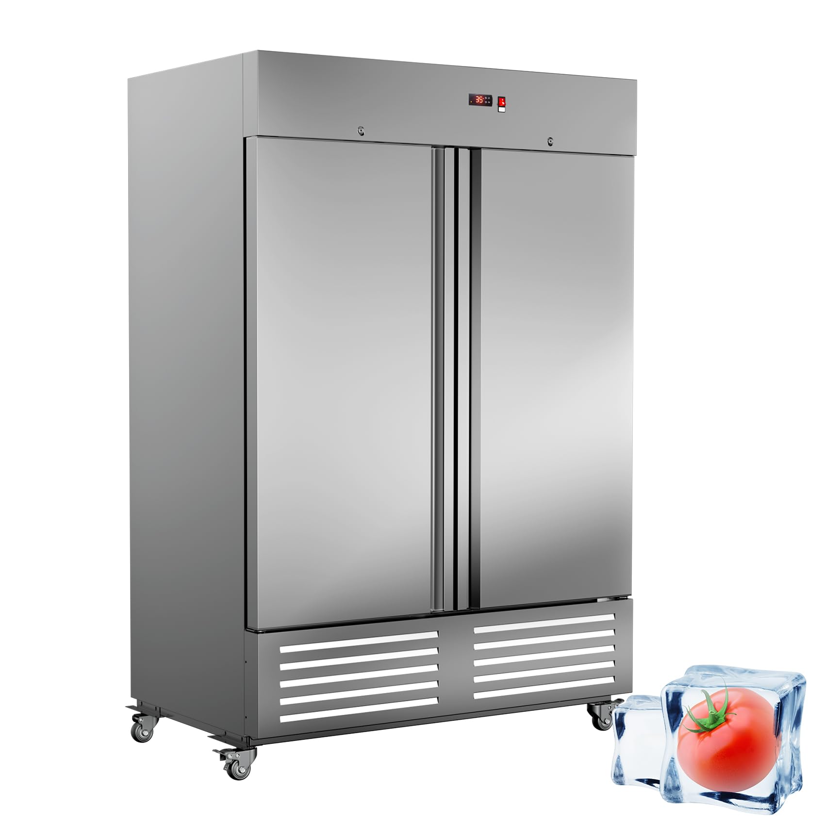 Photo 1 of *****FABRIC SEALED*** 54"W 2 Door Commercial Refrigerator Stainless Steel Fan Cooling 49 Cu.ft Refrigerator for Restaurant, Bar, Shop Upright 33?~41?, Stainless Steel Reach-in, ETL and DOE Approved