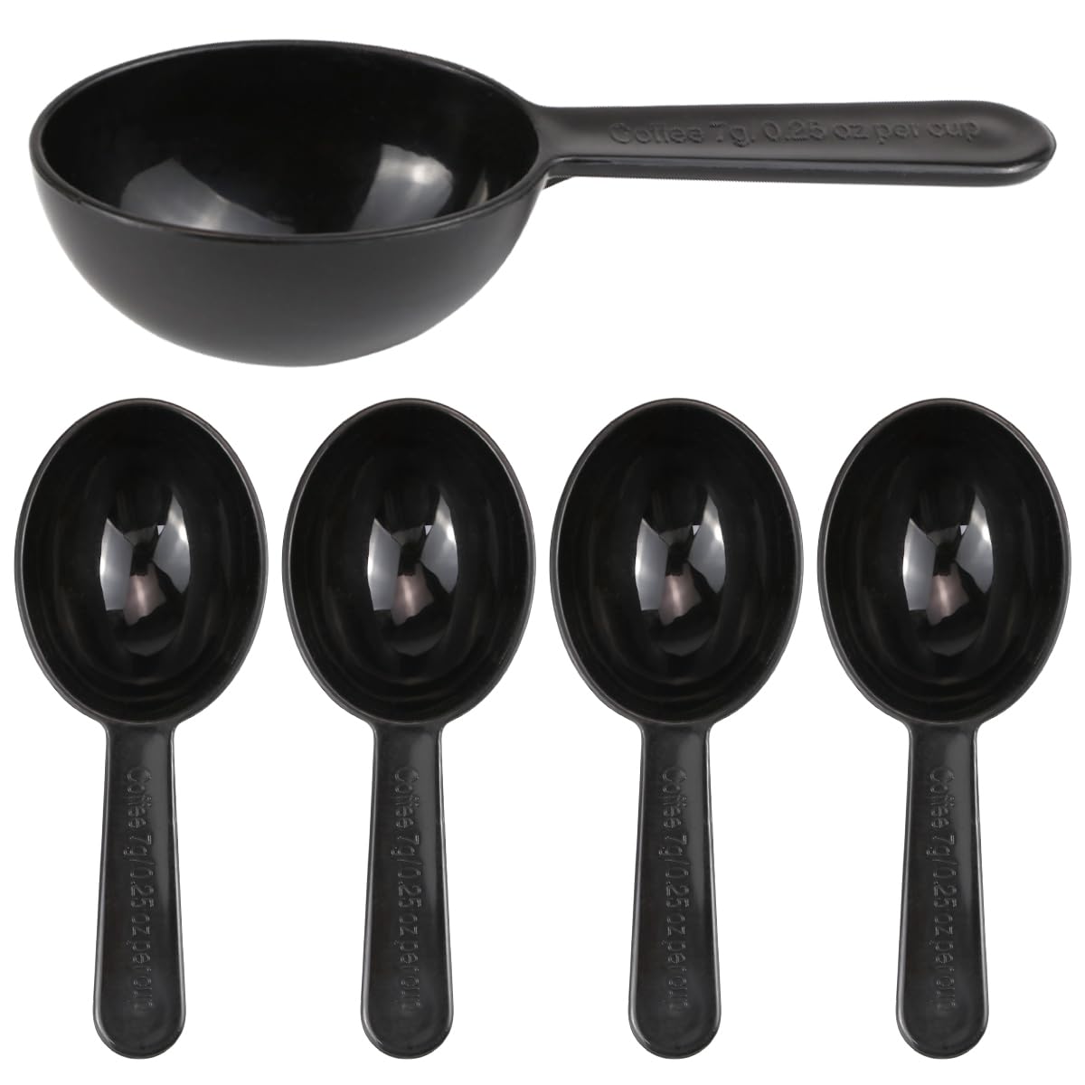 FERCAISH 5 Pieces Plastic Measuring Spoons, 7g Coffee Spoon, Portioner Reusable Set, Black Milk Powder Dosing Spoon for Coffee Beans, Tea, Protein Powder