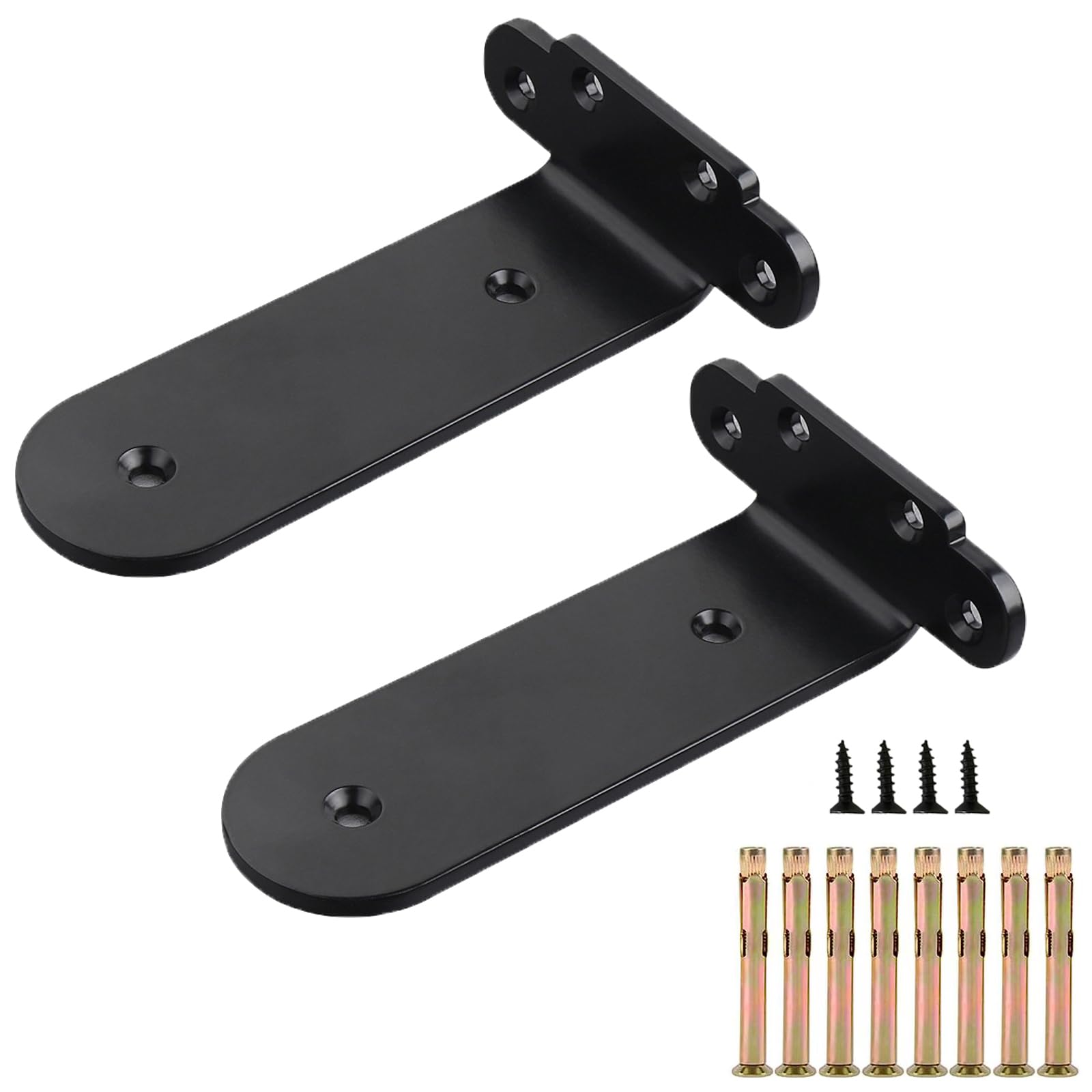 Shelf Brackets, 2 Heavy Duty Shelf Brackets, 20 cm Floating Invisible L Shelf Brackets, Industrial Metal Shelf Brackets, Brackets (Black, 20 cm)