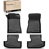 YHTAUTO Floor Mats Compatible with 2015-2026 Ford Mustang, TPE Floor Liners All-Weather Protection Custom Fit, 1st & 2nd Row, Set of 4 Black