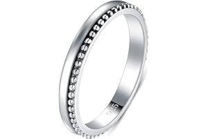 BORUO 925 Sterling Silver Ring High Polish Thin Beaded Bali Stackable Tarnish Resistant Engagement Wedding Band 2mm Ring Size