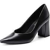 DREAM PAIRS Women’s High Chunky Closed Toe Block Heels Pointed Toe Wedding Party Elegant Slip On Pumps Shoes