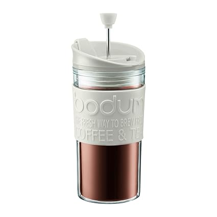 Bodum Travel Press Kaffeebereiter, Kunststoff, Weiß/transparent 8.9 cm