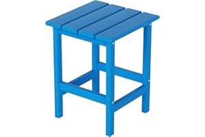 Costaelm Square Outdoor Side Tables, Adirondack Patio Tables for Outside, HDPE Patio End Table Weather Resistant, Balcony Table for Pool, Seaside, Backyard, Porch, Indoor Companion, Pacific Blue