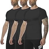 Lgtfy 3 Pack Mens Compression Shirts Short Sleeve, Athletic Sports Workout Shirt, Base Layer T-Shirt