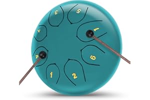 HYKCZOUS Rain Drum Steel Tongue Drum - 8 Note 6 Inch Rain Drum for Outside, Bag, Music Book, Drumsticks, Mallet Holder & Finger Paddles, Rain Drum for Garden Musical Education Entertainment Meditation Yoga