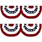 Flaglink 1.5x3Ft American Pleated Fan Flag Width Approx 90cm - US Patriotic Half Fan Bunting Flag 4 PACK