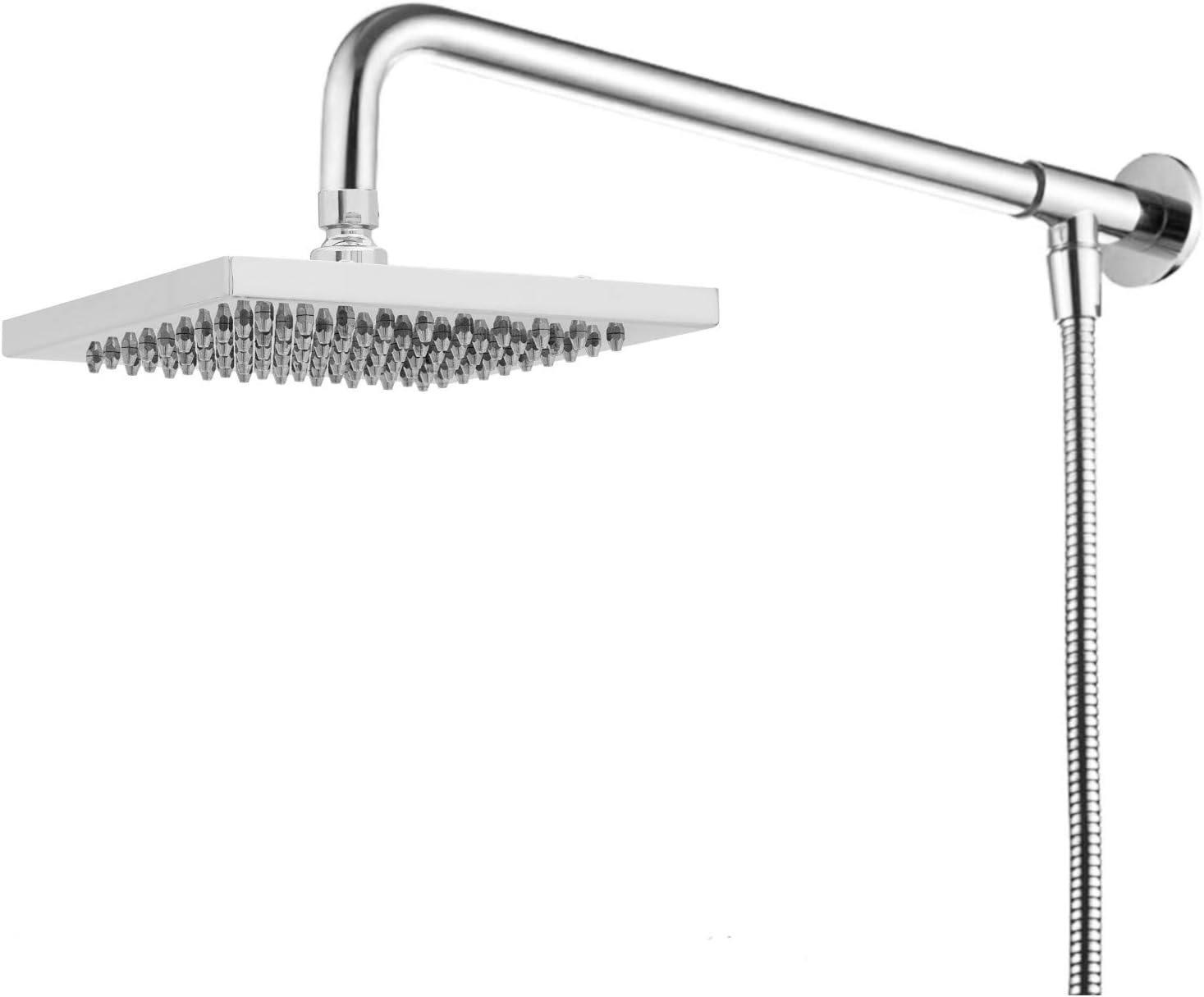 ENKI RA024 Modern 200mm Rain Shower Head 1.5 Flexible Hose Chrome Square
