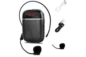 KOZYONE Portable Bluetooth Voice Amplifier, Wired Rechargeable Mini Speaker with Microphone, Suitable for Teachers, Tour Guides, Coaches, Etc. (Black)