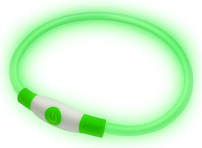 PetSol LED Dog Collar Green Rechargeable USB Safety Collar 3 Modes