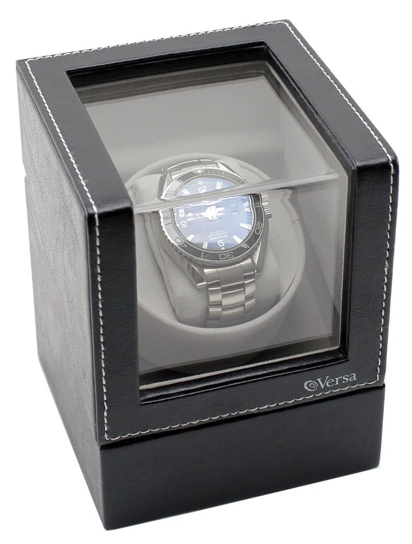 Single Watch Winder by Versa - Elite Automatic Watch Winder - Quiet Japanese Motor - 12 Settings - Compatible with Rolex's, Cartier, Omega, and More