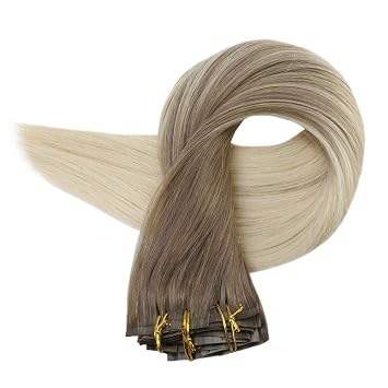 Amazon Com Full Shine Human Clip In Hair Extensions 18 Inch Color