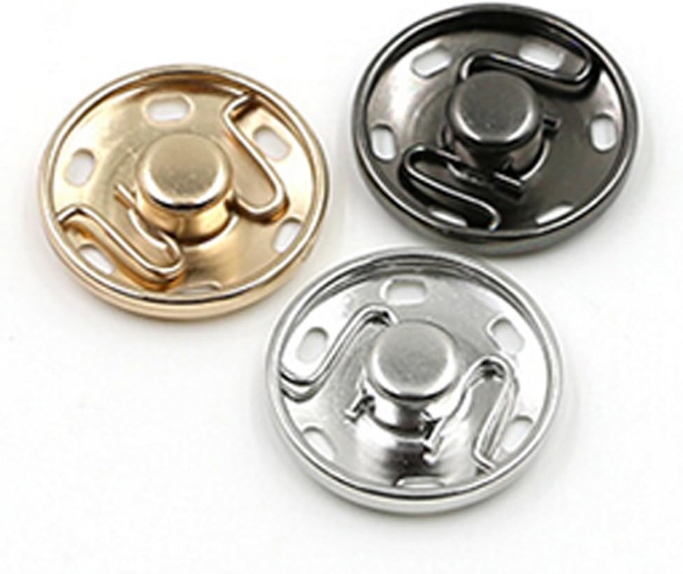 rosenice Sew On Snaps Buttons Metal Snaps Fasteners Press Studs Buttons 50 Sets Brass Fasteners DIY Craft Accessory (15mm-Silver)