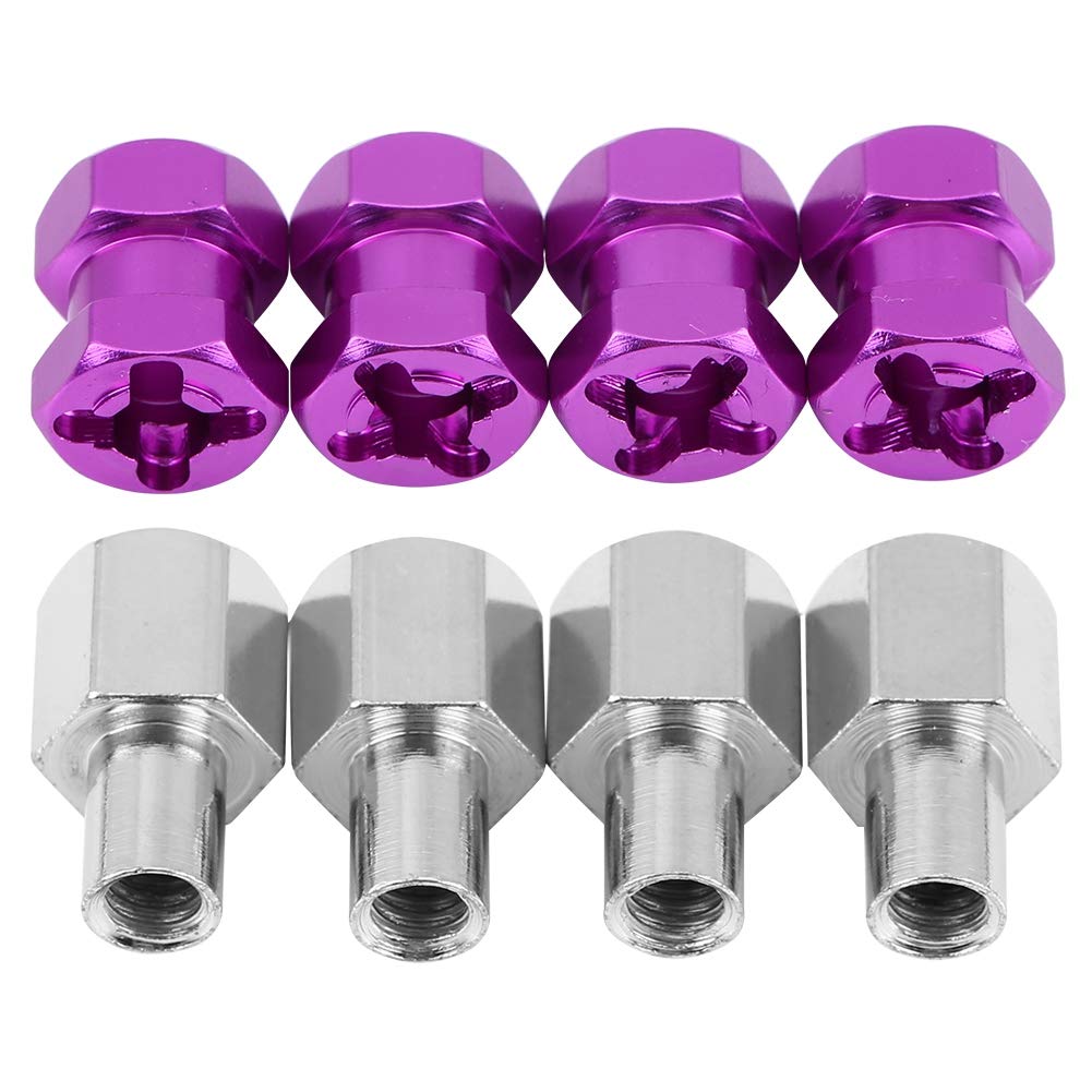 RC Car Hex Adapter, 4pcs Metal Wheel Hub Adapter for D90 AX10 CC01 SCX10 F350 Remote Control Crawler(15mm Purple)