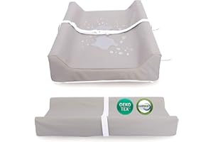 Sleepah Vegan Leather Baby Changing Pad – Contoured Waterproof & Wipeable Foam Changing Pad for Dresser or Table with Removab