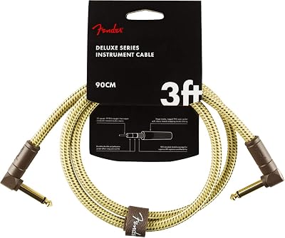 Fender Deluxe Series Instrument Cable 3 ft Ang Ang Tweed