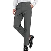 DOWMQ Mens Dress Pants Classic Fit 28"/30"/32" Lightweight Work Slacks Expandable Waist Trousers for Golf,Business,Casual