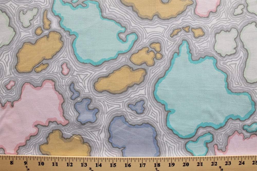 Cotton Kaffe Fassett Map Pastel Cotton Fabric Print by The Yard (D690.44)