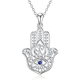 PROESS Sterling Silver Hamsa Fatima Necklace Elephant Necklace Blue eye Pendant Jewelry for Men Women Girls Boy