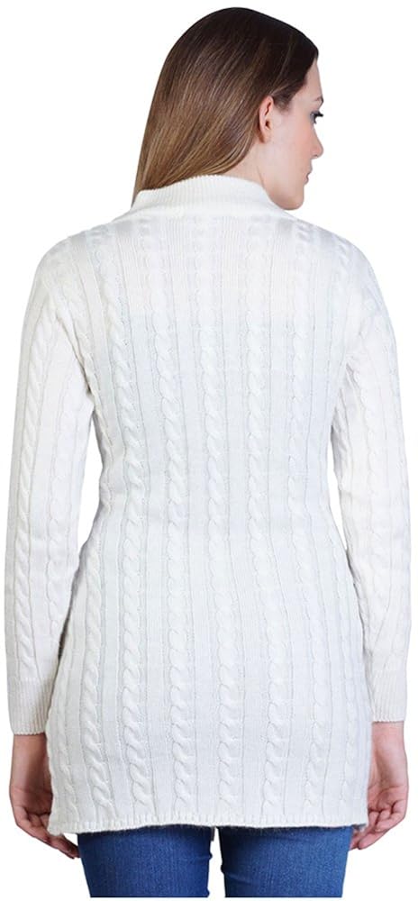 montrex acro wool winter long coat for women, girls (white)