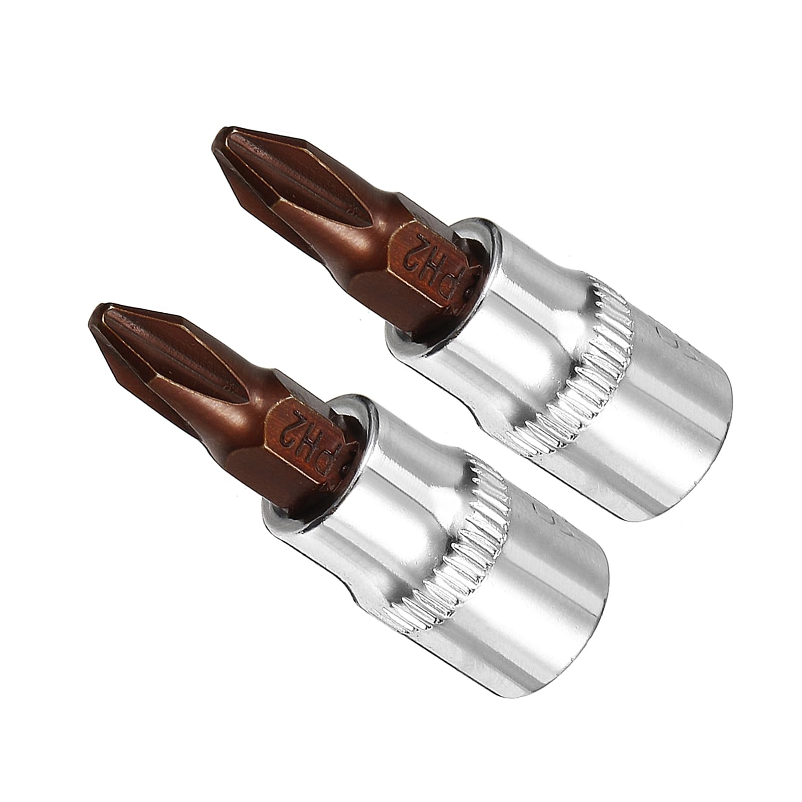CoCud Phillips Bit Socket, Metric PH2 Bit 1/4" Drive 1.5" Long, S2 Alloy Steel Heat Treated CR-V Socket - (Applications: for Fastener Application), 2-Pieces
