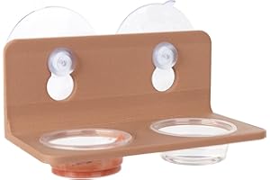 CRITTZOO Crested Gecko Feeding Ledge with 10PCS Gecko Food Dish - Wooden