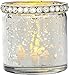 Luna Bazaar Vintage Mercury Glass Candle Holder with Rhinestones (2.5-Inch, Thea Design, Silver) - for Use with Tea Lights - for Home Decor, Parties, and Wedding Decorations