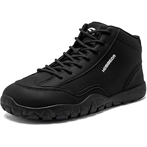 HOBIBEAR Leather Barefoot Boots Wide Width Zero-Drop Minimalist Shoes Unisex Mid Top Walking Boots