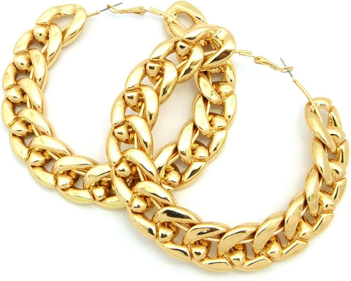 Thick Link Chain Hoop Earrings 