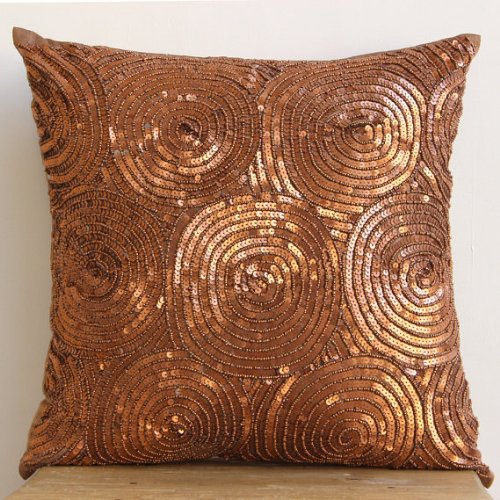 uae pillow cover Antique Throw Pillows Cover, Luxury Copper Sequins Spiral uae pillow cover Antique Throw Pillows Cover, Luxury Copper Sequins Spiral