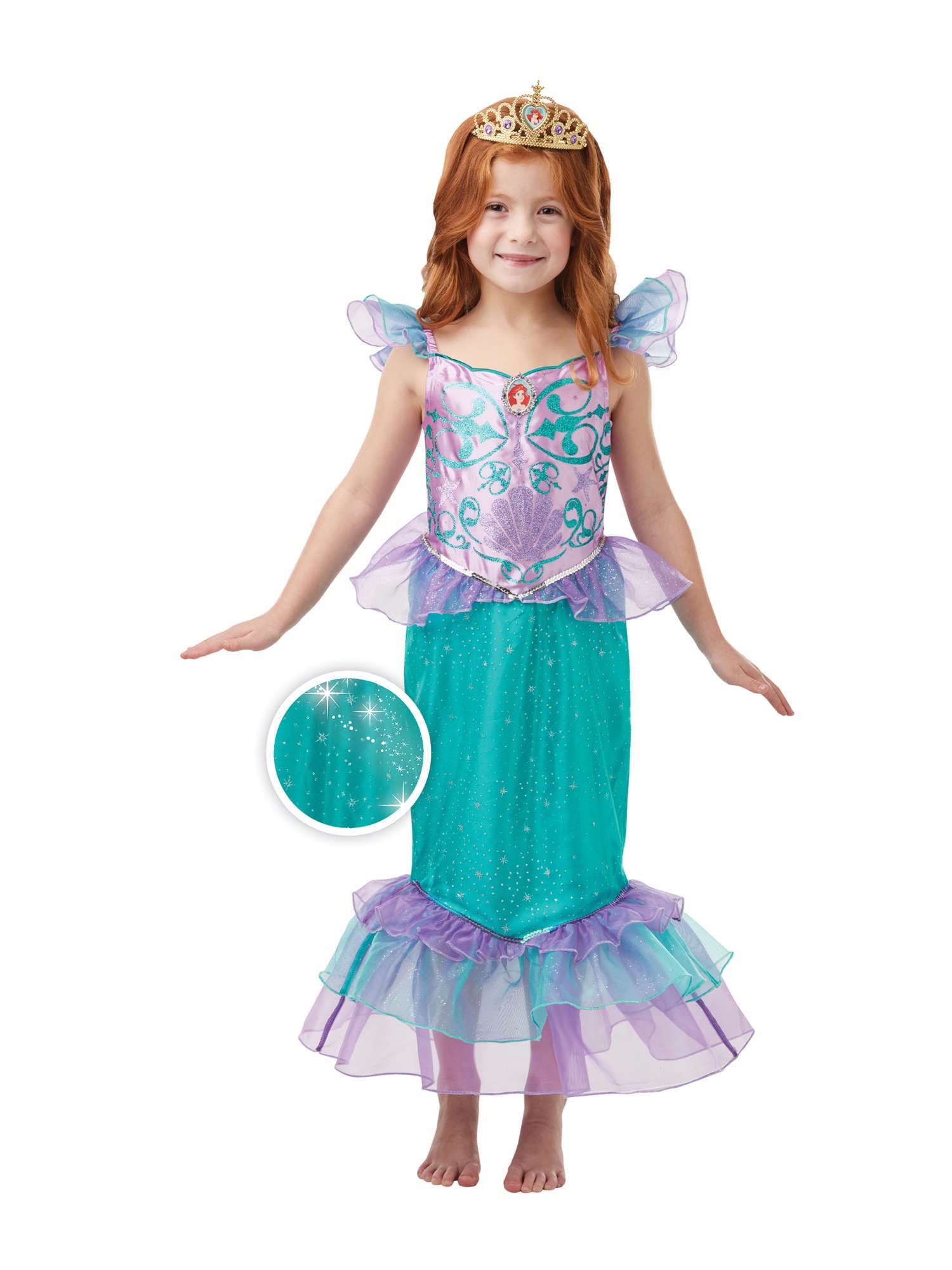 Rubie's Official Disney Princess Ariel Mermaid Glitter and Sparkle Girls Costume, Childs Size Small Age 3-4 Years