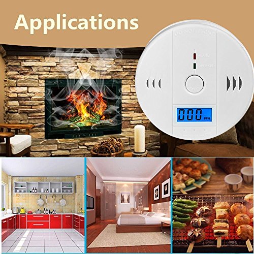 Pocketman Carbon Monoxide Gas Detector Digital CO Alarm Detector with LCD Display Battery Operated, White, 2-Pack - Thumbnail 2