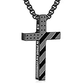 Lydow Cross Necklace for Men Boys, 316L Stainless Steel Chain Pendant Bible Verse Religious Christian Christmas Jewelry Gifts 22+2 Inches