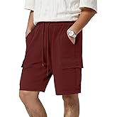 3rd hill Mens Casual Sweat Cargo Cotton Shorts Drawstring Elastic Waist Athletic Workout Gym Jogger Shorts with 5 Pockets