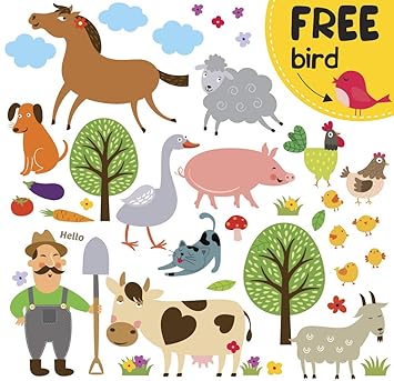 Amazon Com Farm Animal Barnyard Wall Decals For Kids Farming