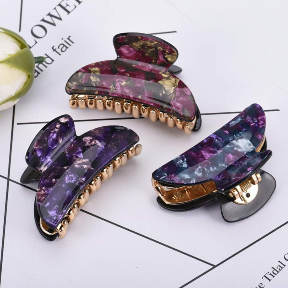 Lurrose Floral Acrylic Hair Claw Clips - Pack of 6 Antique Jaw Claw Accessories for Women and Girls, Multi, 6 count (Pack of 1) - Image 3