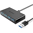 ORICO 4-Port USB 3.0 hub, USB hub 3.0 with Power Supply Port[Charging Not Supported], 5 ft Data Cable for Desktop, iMac, Surface Pro, XPS, USB Flash Drives, Mobile HDD, and More - Black