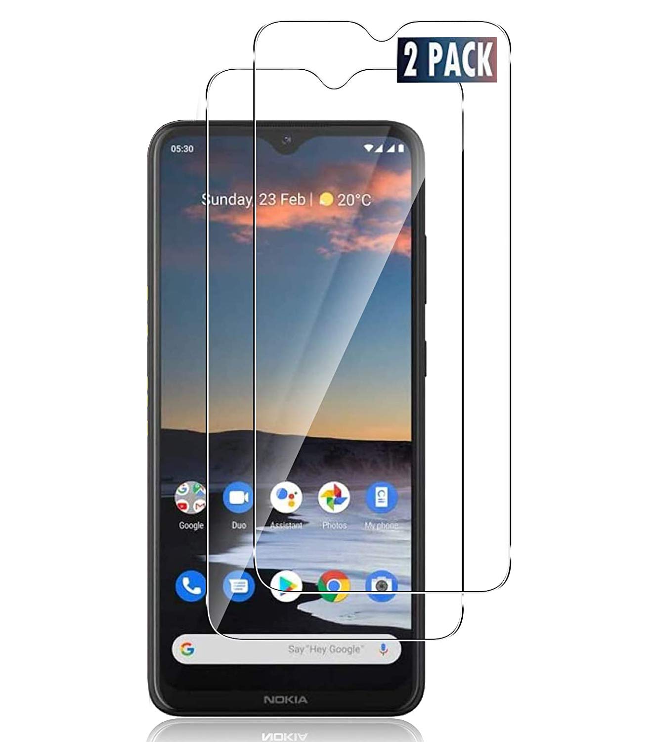 Nokia 5.3 [2 PACK] Tempered Glass Screen Protector Easy Bubble-Free Installation HD Ultra Clear shatterproof with 9H Hardness and Anti Fingerprint Oleo-phobic Coating for Nokia 5.3 (Screen Protector)