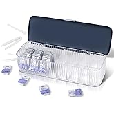 VORDRASSIL P-80 Daily Contact Lens Organizer with Remover & Tweezer, Disposable Lens Dispenser, Clear Plastic Box for All Brands (Blue)