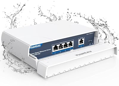 YuanLey 4-Port Gigabit Outdoor PoE Ethernet Switch Unmanaged VLAN 78W IEEE af/at