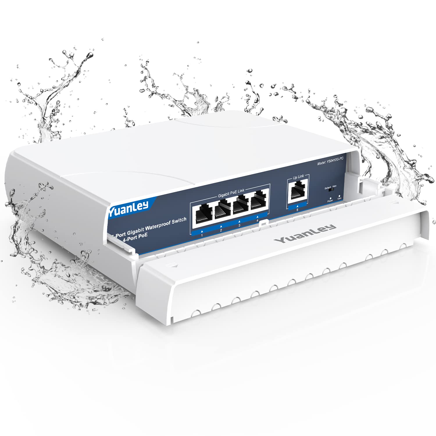 Photo 1 of YuanLey 4-Port PoE Switch Gigabit- Waterproof Outdoor Ethernet Unmanaged Network Switch with VLAN Function, 78W Built-in Power, IEEE802.3af/at Support and Plug & Play, Ideal for Outdoor Use