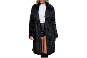 YMADREIG Womens Long Faux Fur Coat Oversized Loose Winter Jackets Trendy Luxury Trench Coat 2025 Open Front Lapel Outerwear