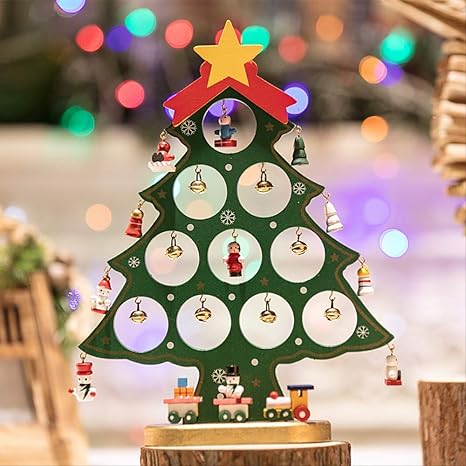 Amazon クリスマス用品木製diyミニクリスマスツリーデスクトップ小さな装飾品シーンレイアウトギフトクリスマスデコレーション 置物 オブジェ オンライン通販