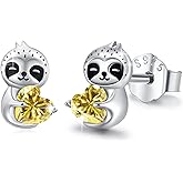 TUGHRA Sloth Earrings Christmas Gifts Jewelry S925 Sterling Silver Sloth Gifts for Women