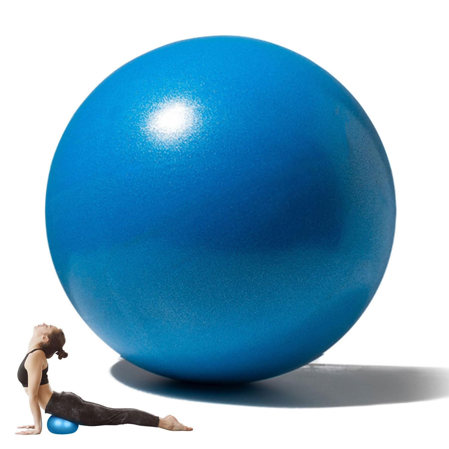 SHENGRUI 25cm Pilates Ball, 9.8 Inch Small Exercise Mini Yoga Gym Ball for Home Gym Pilates, Yoga, Balance, Core Training, Stability, Stretching with Inflation Straw - Blue