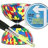Mr B Harlequin Diabolo, Metal Diablo Sticks & Diabolo Directions Instructional DVD! (4 Colour)