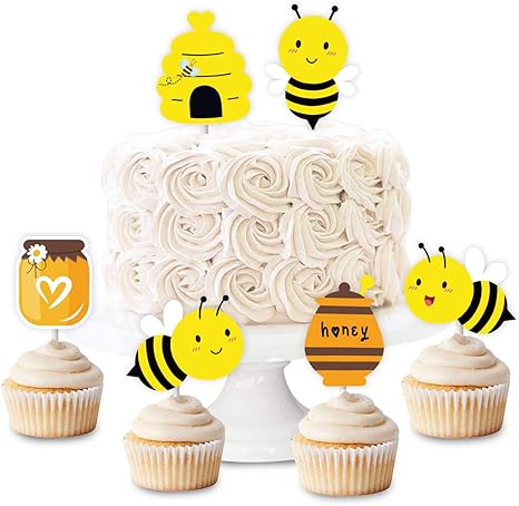 Amazon Com Kreatwow Bumblebee Cupcake Toppers Honey Bee Cake