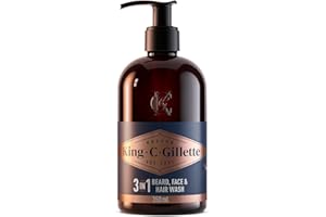 King C. Gillette Beard Wash, Mens Face Wash, 11 oz, Infused with Argan Oil and Avocado Oil to Cleanse Hair and Skin