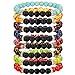 LOLIAS 8 Pack Bead Gemstone Bracelet for Men Women Natural Stone Diffuser Bracelet Stretch Yoga Bracelets (B:8FS a Set)